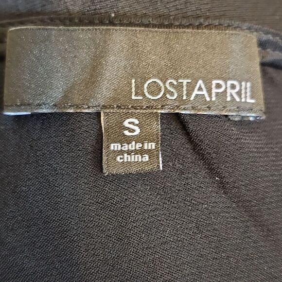 Lost April 100% viscose black spaghetti strap tank top camisole, size S - Picture 5 of 7